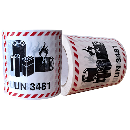 UN3481 Lithium-Ion Battery Printed PET labels on a Roll